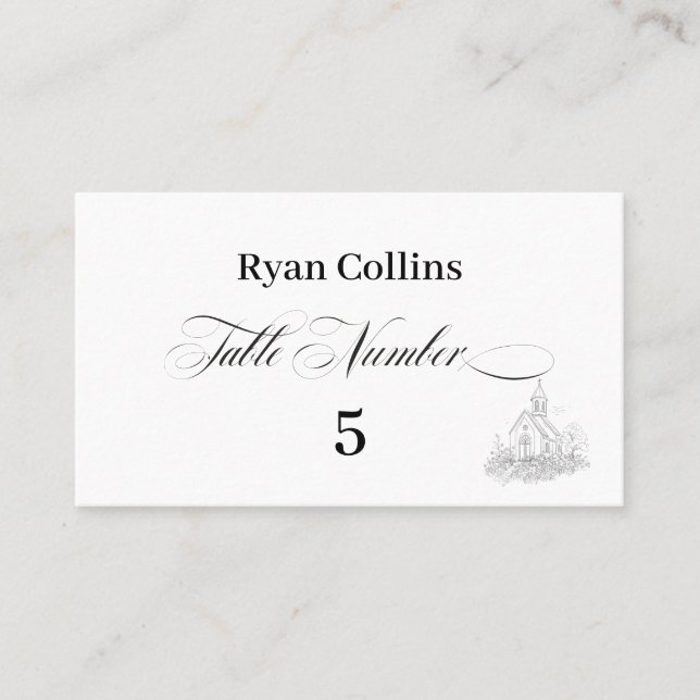 Church Calligraphy Place Cards (Front)