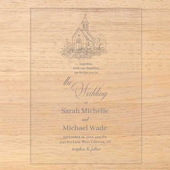Church Calligraphy Wedding Invitation (Front)