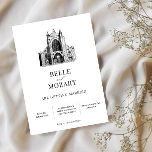 Church Cathedral minimalist wedding Invitation