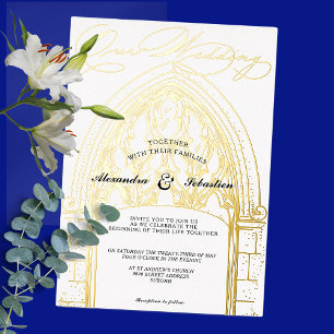 Church Ceremony Celebration Elegant Script Wedding