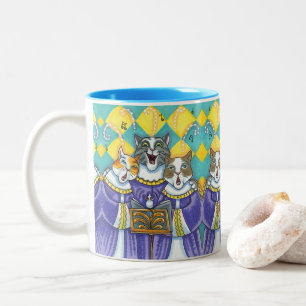CHURCH CHOIR CATS & MOUSE SINGING CHRISTMAS CAROLS Two-Tone COFFEE MUG