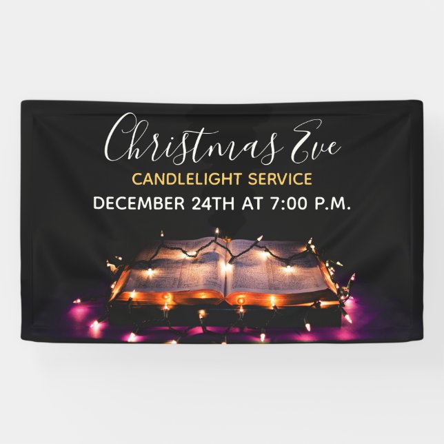 Church Christmas Eve Candlelight Service Banner (Horizontal)