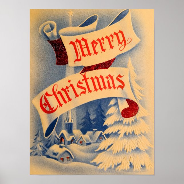 Church Christmas Vintage Poster (Front)