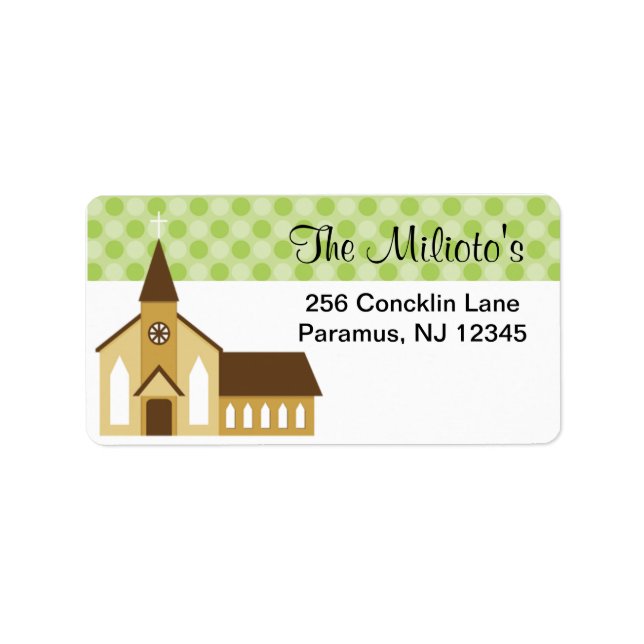 Church Communion Address Labels With Green Dots (Front)