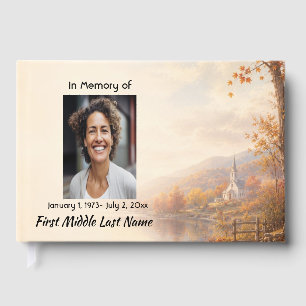 Church Country Autumn,   Memorial Prayer Keepsake Guest Book