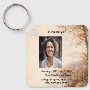 Church Country Autumn, Memorial Prayer Keepsake Key Ring