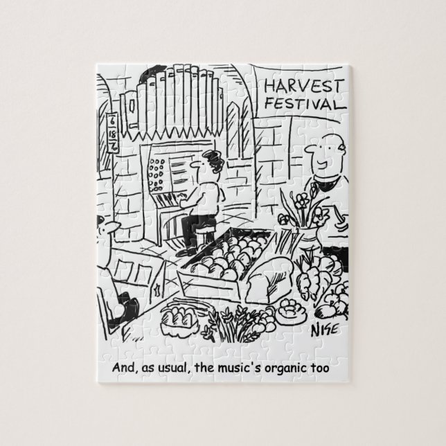 Church Harvest Festival Cartoon Jigsaw Puzzle (Vertical)