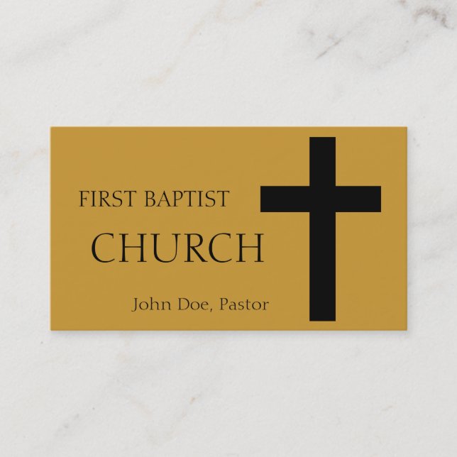 Church Horizontal Gold/Black Business Card (Front)