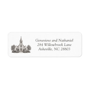 Church Illustration Elegant Wedding Return Address Label