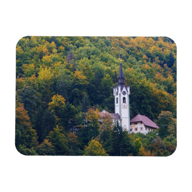 Church in a fall forest in Slovenia Magnet (Horizontal)