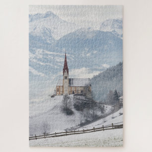 Church in an alpine winter landscape jigsaw puzzle