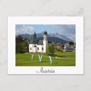 Church in Austria white text postcard