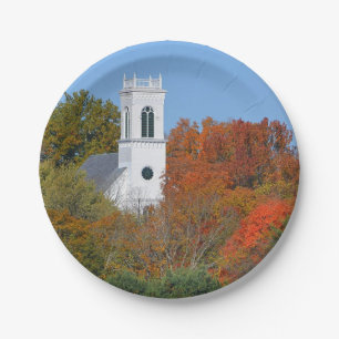 Church In Autumn Paper Plate