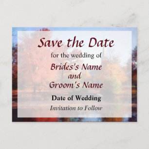 Church in Autumn Save the Date Announcement Postcard