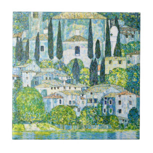 Church in Cassone by Gustav Klimt Ceramic Tile
