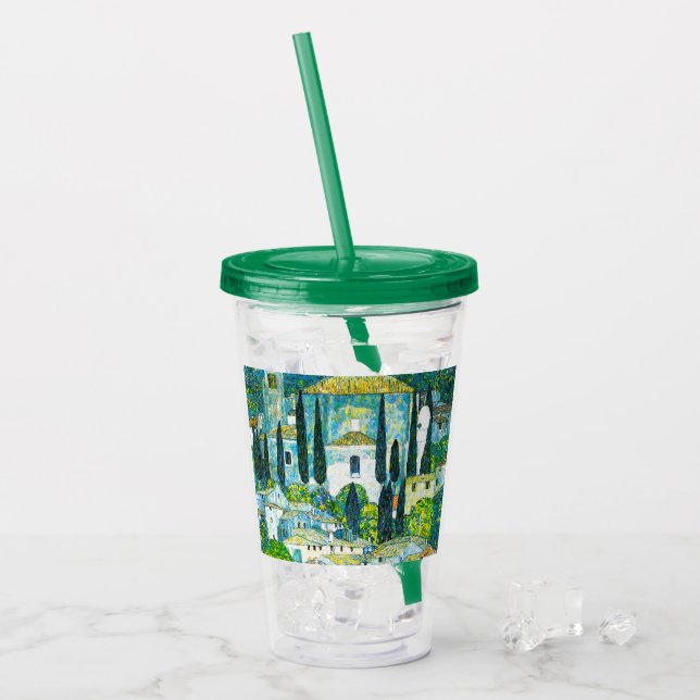 Church in Cassone Gustav Klimt Acrylic Tumbler (Front Ice)