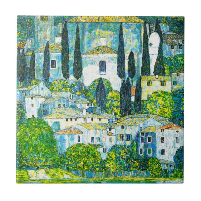 Church in Cassone Gustav Klimt Ceramic Tile (Front)