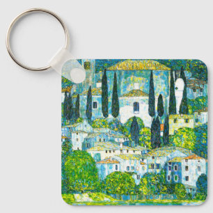 Church in Cassone Gustav Klimt Key Ring