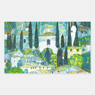 Church in Cassone Gustav Klimt Rectangular Sticker