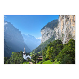 Church in Lauterbrunnen valley, Switzerland Photo Print