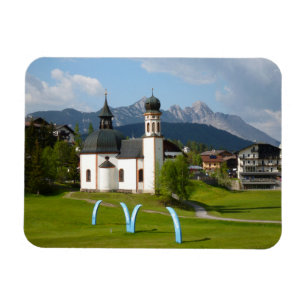 Church in Seefeld, Austria rectangular magnet