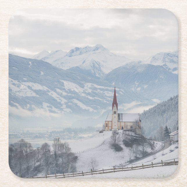 Church in Zillertal in winter coaster (Front)