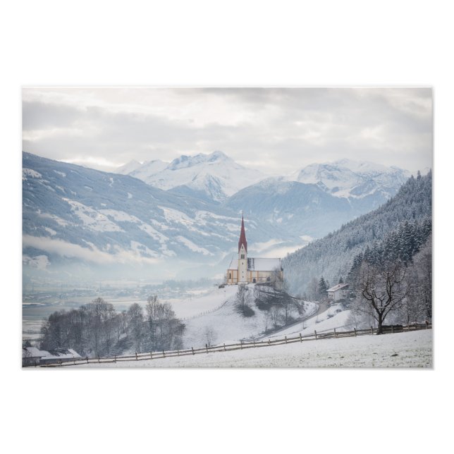 Church in Zillertal in winter photo print (Front)