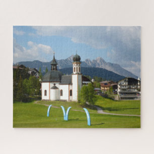 Church inAlps landscape, Seefeld, Austria Jigsaw Puzzle