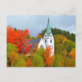 Church, Island Pond, Vermont, Autumn Postcard