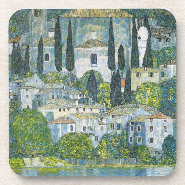 Church (Kirche) in Cassone by Gustav Klimt Coaster (Front)