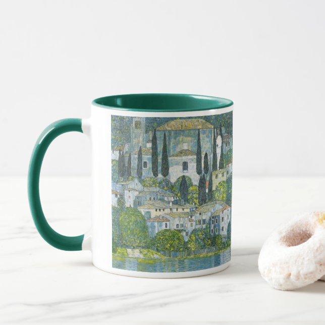 Church (Kirche) in Cassone by Gustav Klimt Mug (With Donut)