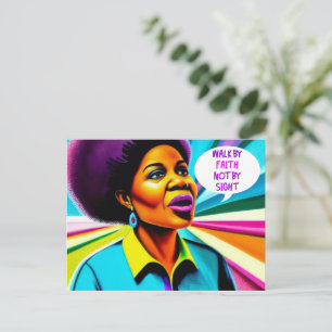 Church Lady Walk By Faith Art Postcard