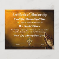 Church Membership Certificate