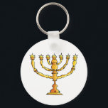 Church Menorah Key Ring<br><div class="desc">A church menorah in gold with lots of candles. This design looks really effective on this Keychain</div>