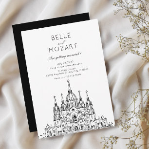 Church minimalist wedding invitation