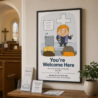 Church Minister Preaching Poster