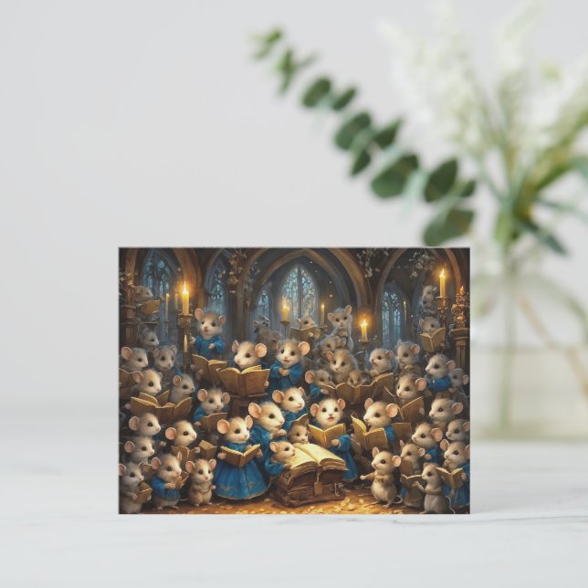 Church Mouse Choir Postcard (Standing Front)