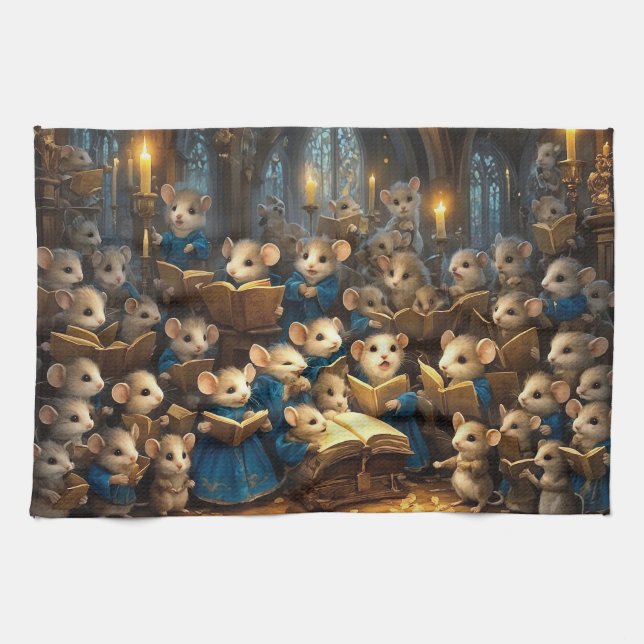 Church Mouse Choir  Tea Towel (Horizontal)