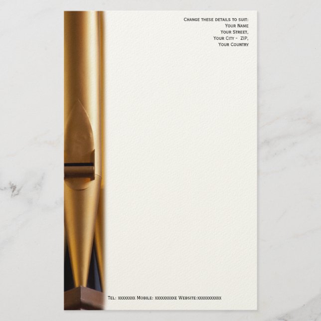 Church musician letterhead with pipe (Front)
