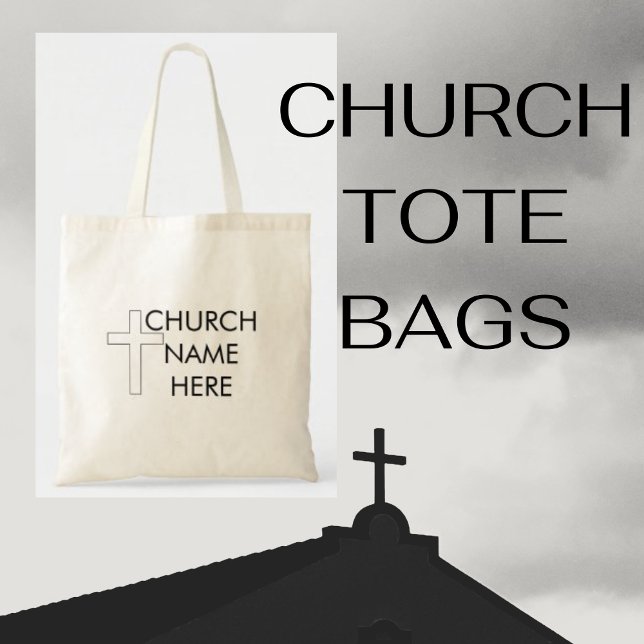 Church Name with Cross Christian Tote Bag (Creator Uploaded)