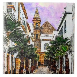 Church Nuestra Senora de la Palma. Cadiz, Spain. Ceramic Tile