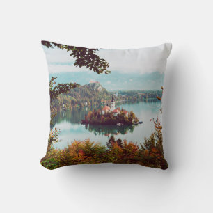 Church of Assumption in Lake Bled Slovenia in the Cushion