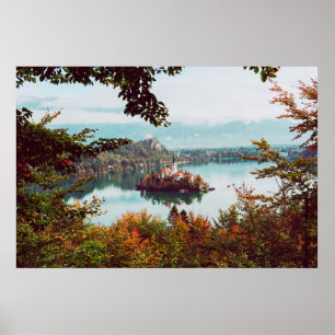 Church of Assumption in Lake Bled Slovenia in the Poster