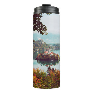 Church of Assumption in Lake Bled Slovenia in the  Thermal Tumbler