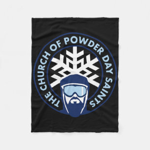Church Of Powder Day Saints Royal Emblem Skiing Sh Fleece Blanket