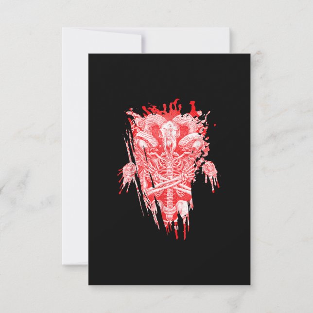 Church Of Satan Gift All Hail Goat Satanic Baphome RSVP Card (Front)