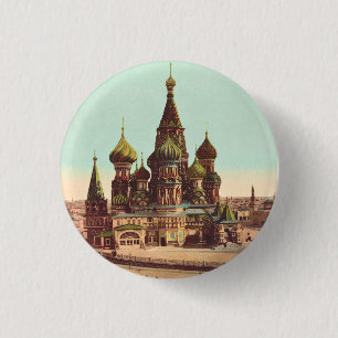 Church of St. Basil, Red Square Moscow 3 Cm Round Badge