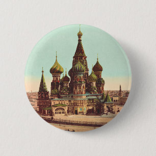 Church of St. Basil, Red Square Moscow 6 Cm Round Badge