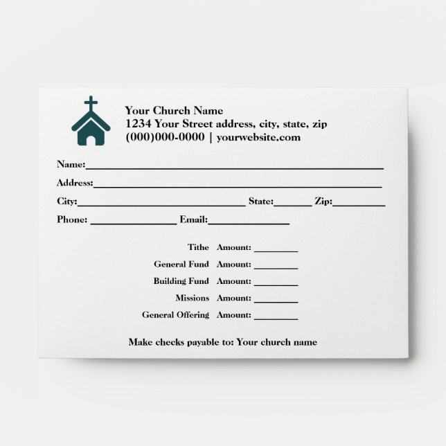 Church offering and tithes envelope with logo (Front)