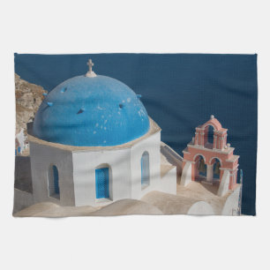 Church on the Island of Santorini, Greece Tea Towel